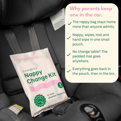 Poonami kit on a car seat